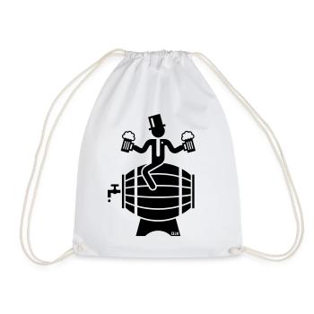 Groom On Beer Barrel (Stag Night / Bachelor Party) - Drawstring Bag - white - Front