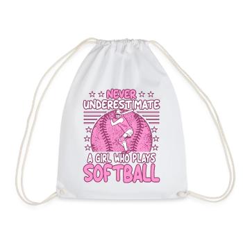 Unterschätze niemals ein Mädchen, das Softball spielt - Turnbeutel - Weiß - Vorne
