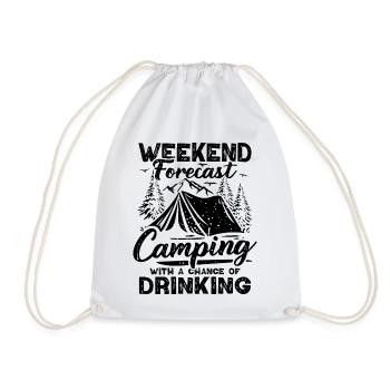 Camping Forecast Beer Tent Mountains Hiking Camper - Drawstring Bag - white - Front