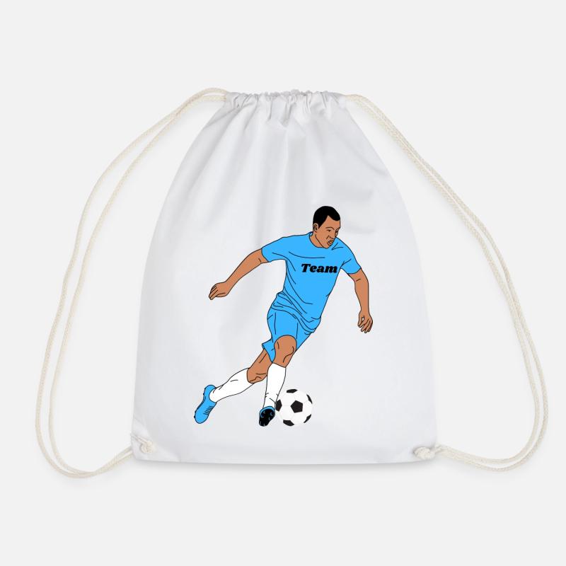 Team Kick Soccer Illustration - Drawstring Bag - white