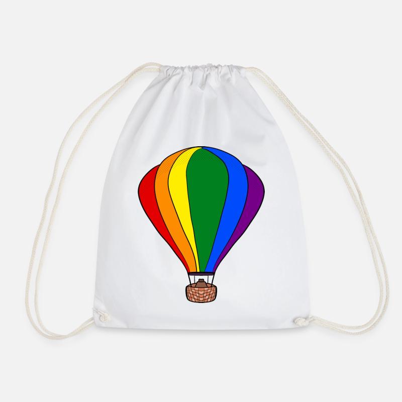 Regenbogen-Ballon - Turnbeutel - Weiß