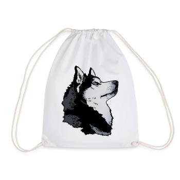 Husky head - Drawstring Bag - white - Front