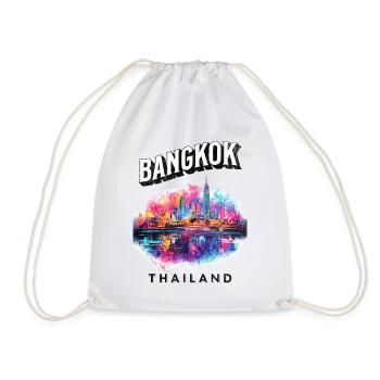 Bangkok Thailand Skyline Stadt Asien Neon Bunt - Turnbeutel - Weiß - Vorne