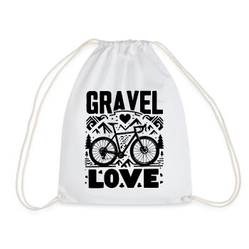 Gravel Love - Gravel Bike - Drawstring Bag - white - Front