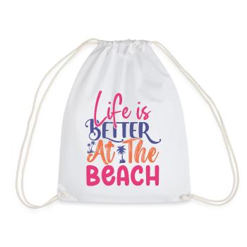 Life is Better at the Beach - Drawstring Bag - white - Front