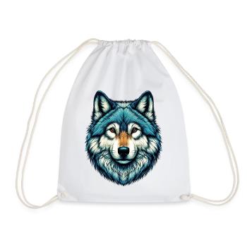 Wolf - Drawstring Bag - white - Front
