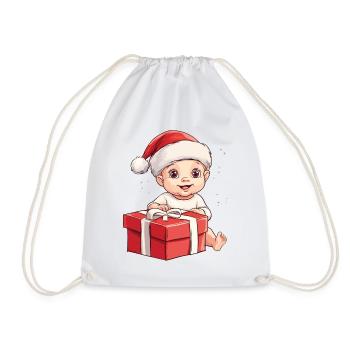 Weihnachten Baby Kind Süß Niedlich Lustig Geschenk - Turnbeutel - Weiß - Vorne
