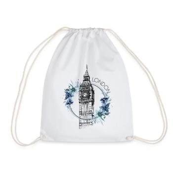 London Big Ben England Blumen Line Art Kunst - Turnbeutel - Weiß - Vorne