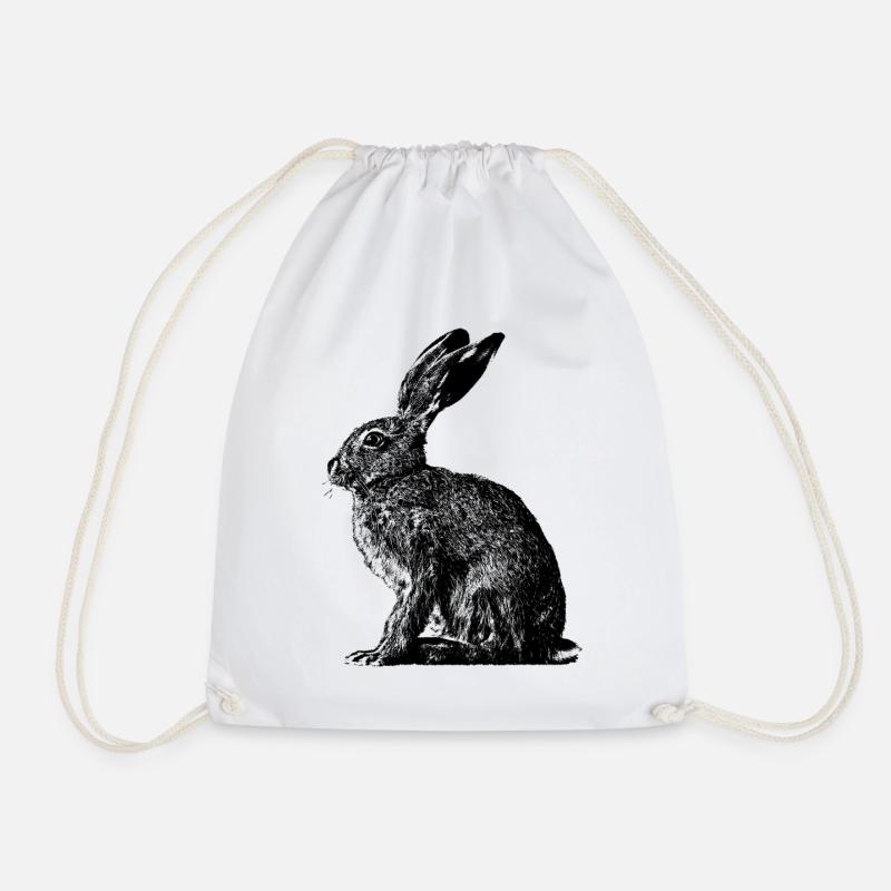 Rabbit / brown hare / Easter bunny ? - Drawstring Bag - white