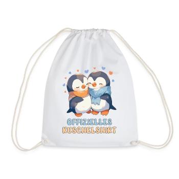 Official Cuddly Shirt Penguins Love Heart Sweet - Drawstring Bag - white - Front
