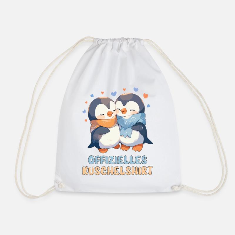 Offizielles Kuschelshirt Pinguine Liebe Herz Süß - Turnbeutel - Weiß
