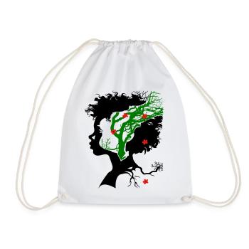 Abstract tree with flowers - Drawstring Bag - white - Front