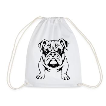 Bulldogge schwarz Hunde T-shirt Geschenk - Turnbeutel - Weiß - Vorne