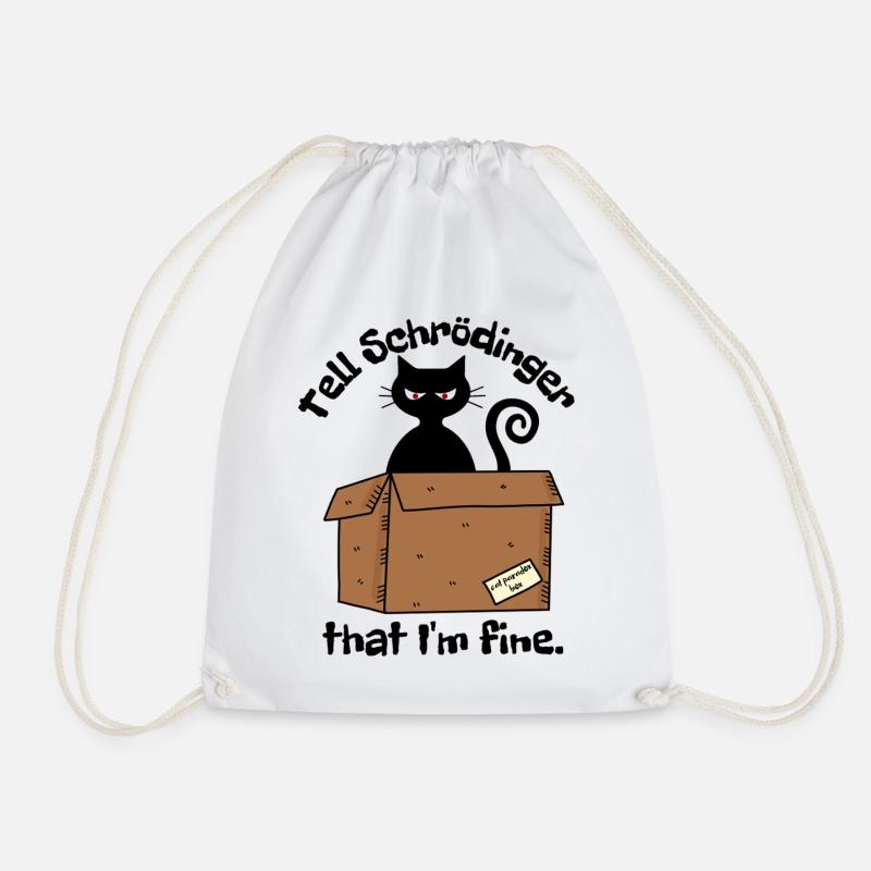 Schroedinger Cat - Cartoon Paradox Box - Drawstring Bag - white