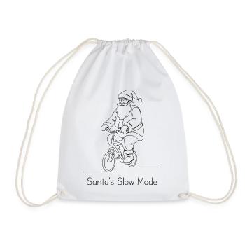 Santa's Slow Mode - Minimalist Line Art Bicycle - Drawstring Bag - white - Front