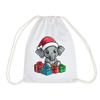 Elephant Christmas Gifts - Drawstring Bag - white - Front