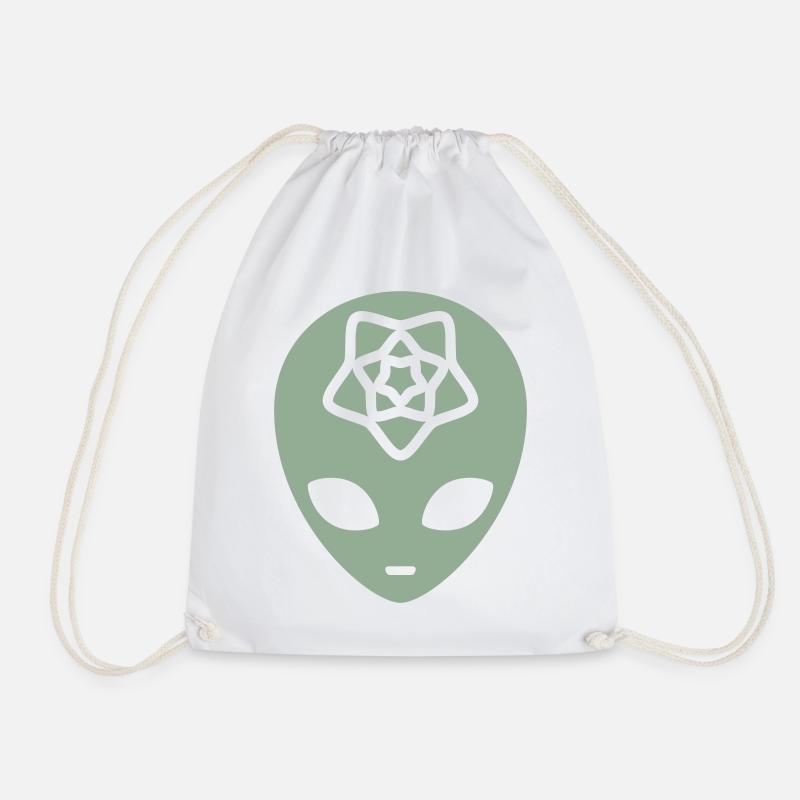 Geometric Alien Mind - Drawstring Bag - white