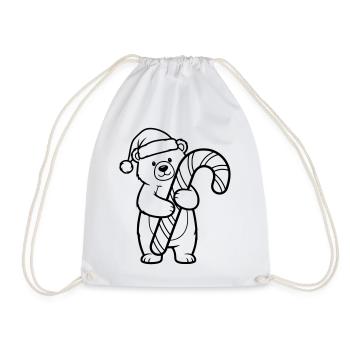 Petit ours de Noël mignon avec une canne d’orge d’orge - Sac de sport léger - blanc - Devant