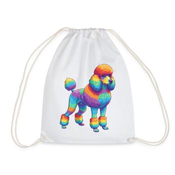 Buntes Pudelhunde-Regenbogen-Pop-Art-Aquarell - Turnbeutel - Weiß - Vorne
