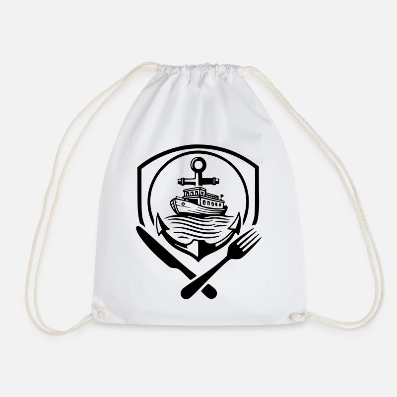 Restaurant Boatman Logo - Drawstring Bag - white