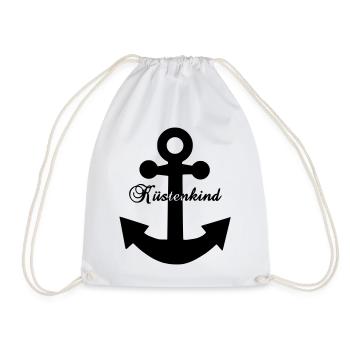 Küstenkind Anker - Maritimes Design Nordsee Liebe  - Turnbeutel - Weiß - Vorne