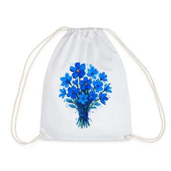 Blaues Aquarellbouquet - Turnbeutel - Weiß - Vorne
