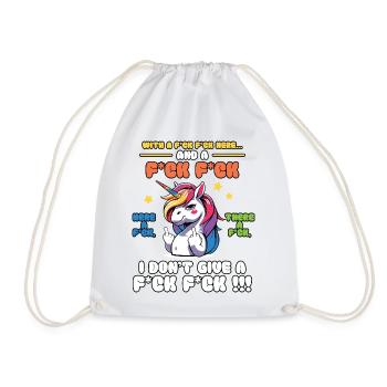 Buntes Einhorn mit frechem Spruch Old Mcdonald - Turnbeutel - Weiß - Vorne
