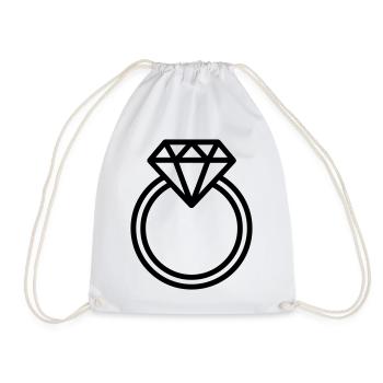 Wedding ring - Drawstring Bag - white - Front