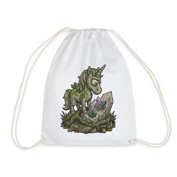 Lustiges Stein-Einhorn-Statuen-Moos-Fantasy-Design - Turnbeutel - Weiß - Vorne