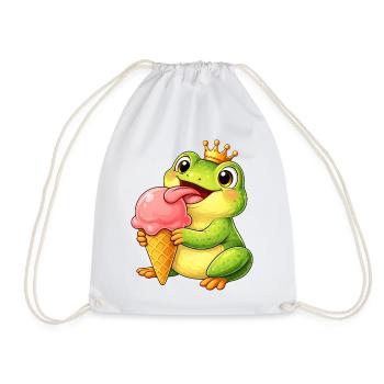 Süßer Frosch mit Eiskrone Sommer Eiscreme Cartoon - Drawstring Bag - white - Front