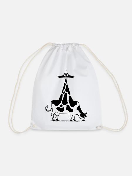 Alien Kuh UFO Vintage - Turnbeutel - Weiß