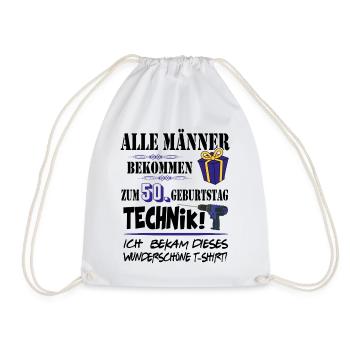 50. Geburtstag Handwerker Technik Werkzeug - Turnbeutel - Weiß - Vorne