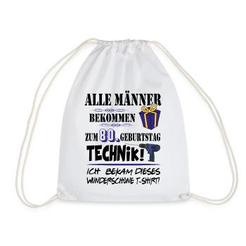 80. Geburtstag Handwerker Technik Werkzeug - Turnbeutel - Weiß - Vorne