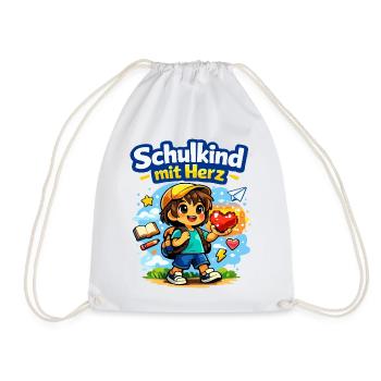 Schulkind mit Herz und vieles mehr - Turnbeutel - Weiß - Vorne