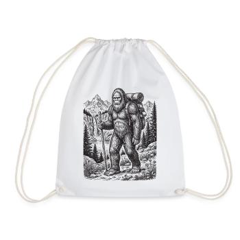 Hiking - Outdoor Adventure - Big Foot - Drawstring Bag - white - Front