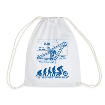 MTB Evolution Blueprint: Full Suspension Frame - Drawstring Bag - white - Front