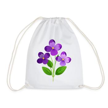Violets Flower - Drawstring Bag - white - Front
