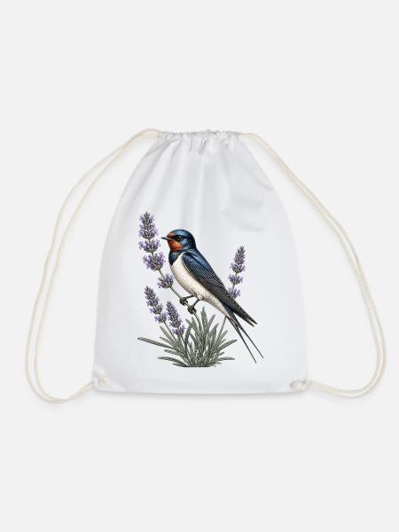 Barn Swallow auf Lavendel - Turnbeutel - Weiß