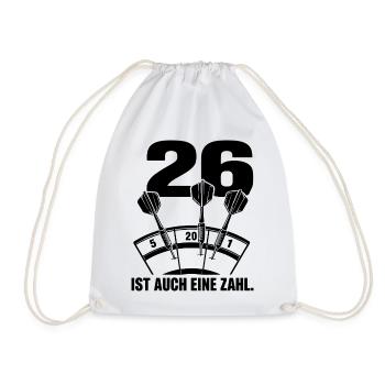 26 ist auch eine Zahl Drei Dartpfeile 5 20 1 - Turnbeutel - Weiß - Vorne