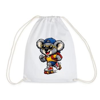Koala mit Rollschuhen – Süßes Freizeitmotiv - Turnbeutel - Weiß - Vorne