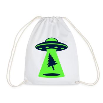 Ufo Entfuehrung Wald Logo - Turnbeutel - Weiß - Vorne