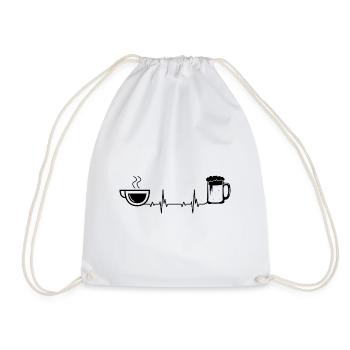 Heartbeat Bier und Kaffee - - Turnbeutel - Weiß - Vorne