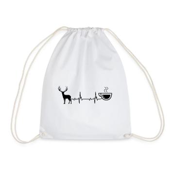 Heartbeat Coffee & Hunting - (3) - Drawstring Bag - white - Front