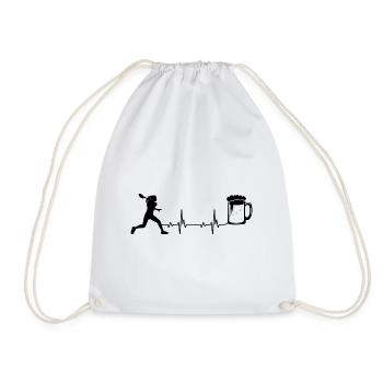 Heartbeat Beer and Tennis - - Drawstring Bag - white - Front