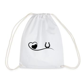 Heart and Horse - - Drawstring Bag - white - Front