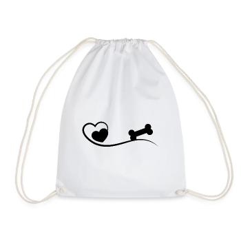 Heart and dog - (do) - Drawstring Bag - white - Front
