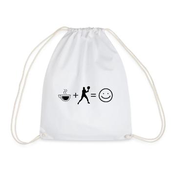 Coffee Smile Face and Tennis - - Drawstring Bag - white - Front