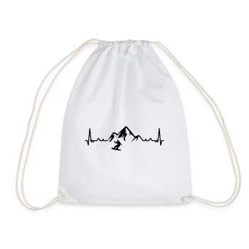 Heartbeat Mountain 1 and Snowboarding - - Drawstring Bag - white - Front
