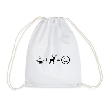 Coffee Smile Face and Hunting 2 - - Drawstring Bag - white - Front