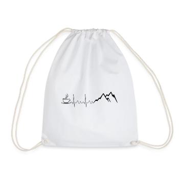 Herzschlag Berge und Kaffee - - Turnbeutel - Weiß - Vorne